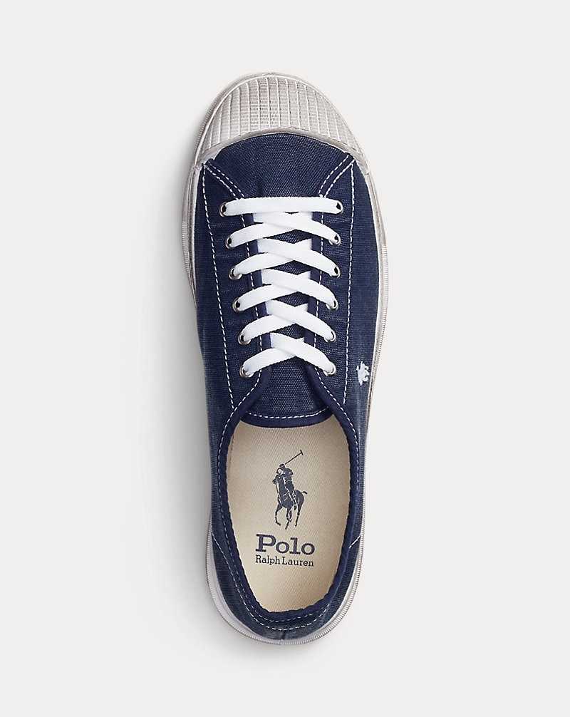 Tenis Ralph Lauren Essence 100 Canvas Cap-Toe Mujer Azul Marino | ZTFGYIL-37 - vista 4