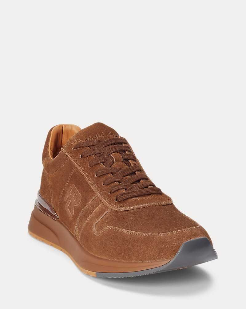 Tenis Ralph Lauren Ethan Calf-Suede Hombre Chestnut | HXMATWF-21 - vista 2