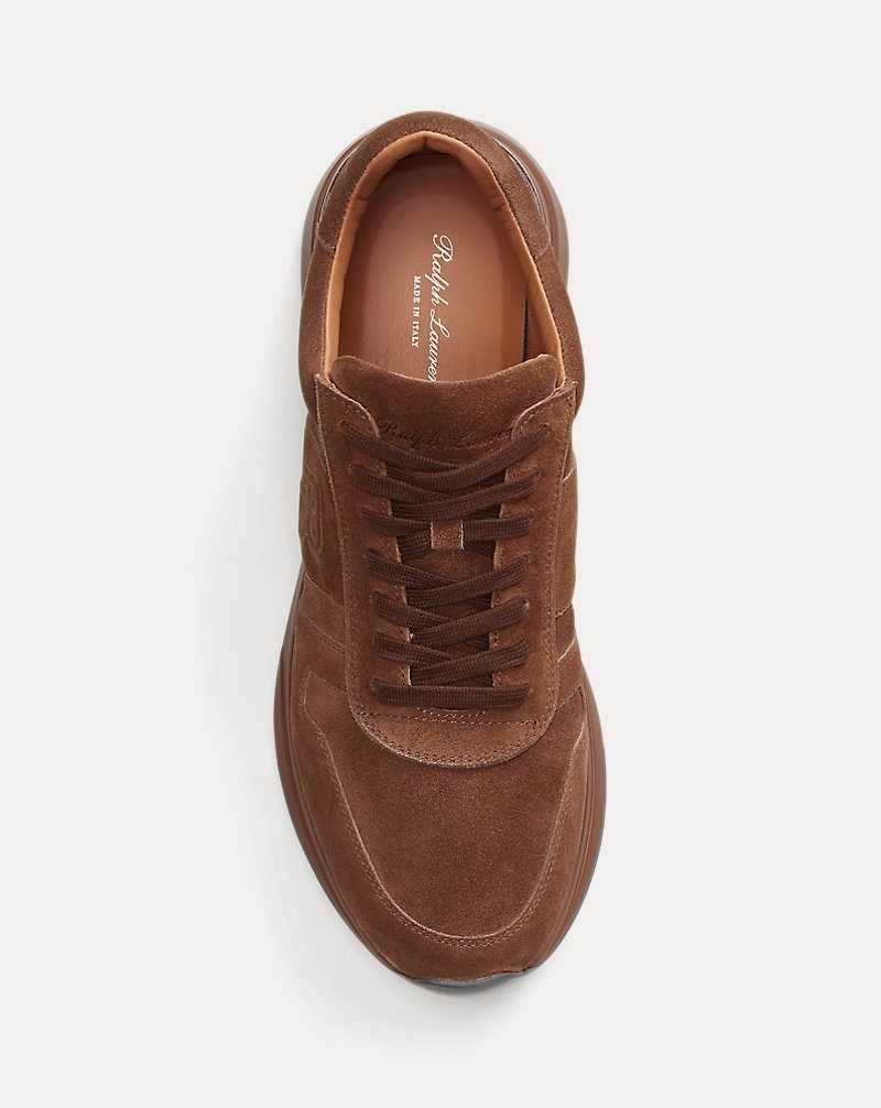 Tenis Ralph Lauren Ethan Calf-Suede Hombre Chestnut | HXMATWF-21 - vista 4