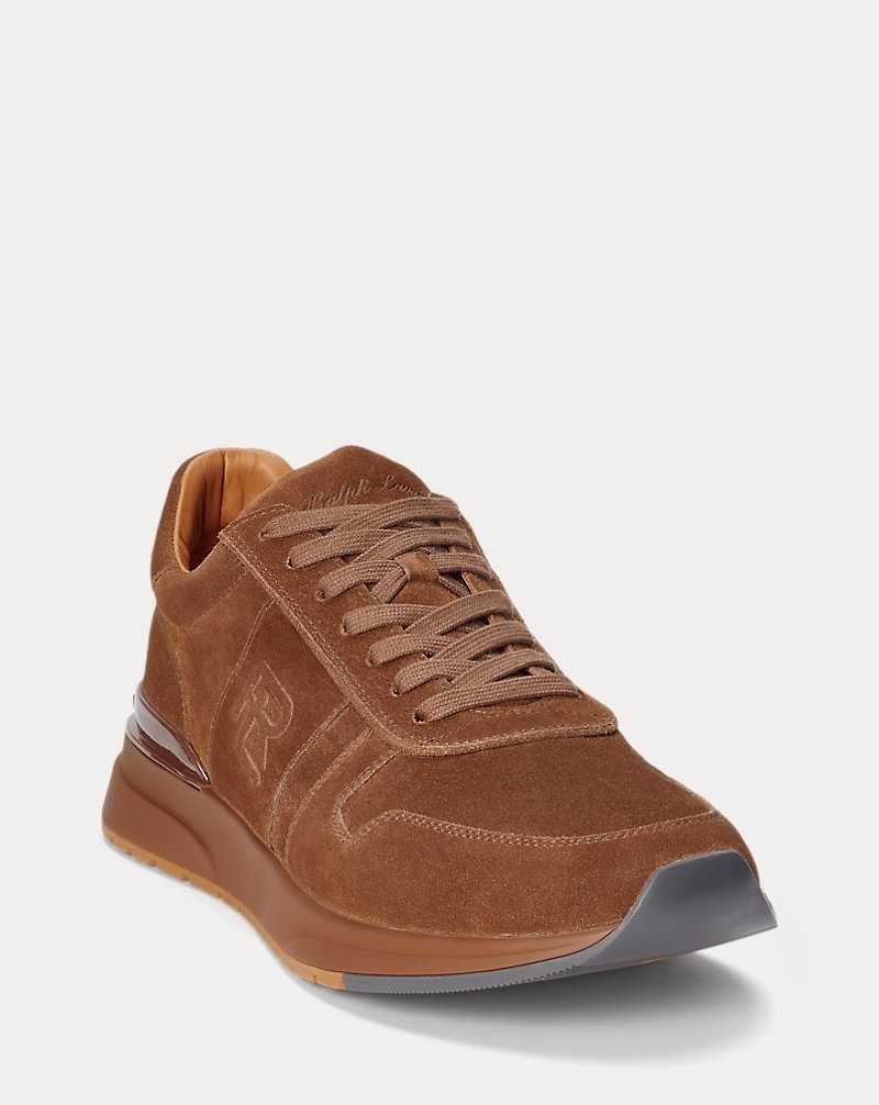 Tenis Ralph Lauren Ethan Calf-Suede Hombre Chestnut | HXMATWF-21 - vista 5