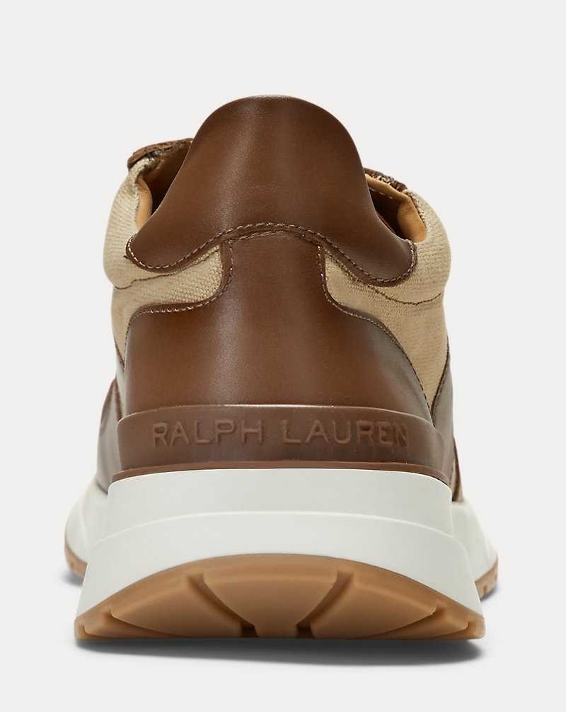 Tenis Ralph Lauren Ethan Calfskin-Canvas Hombre RL Gold/Creta | ZHDYUPA-47 - vista 3
