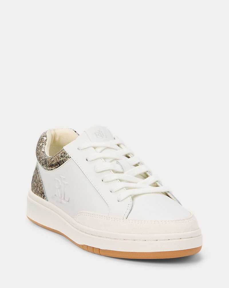 Tenis Ralph Lauren Hailey Faux-Snakeskin Leather Mujer Soft White/Cream Multi | JIUTEZC-93 - vista 2