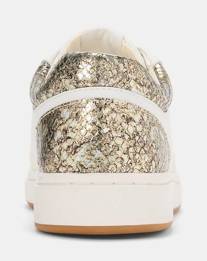 Tenis Ralph Lauren Hailey Faux-Snakeskin Leather Mujer Soft White/Cream Multi | JIUTEZC-93 - vista 3