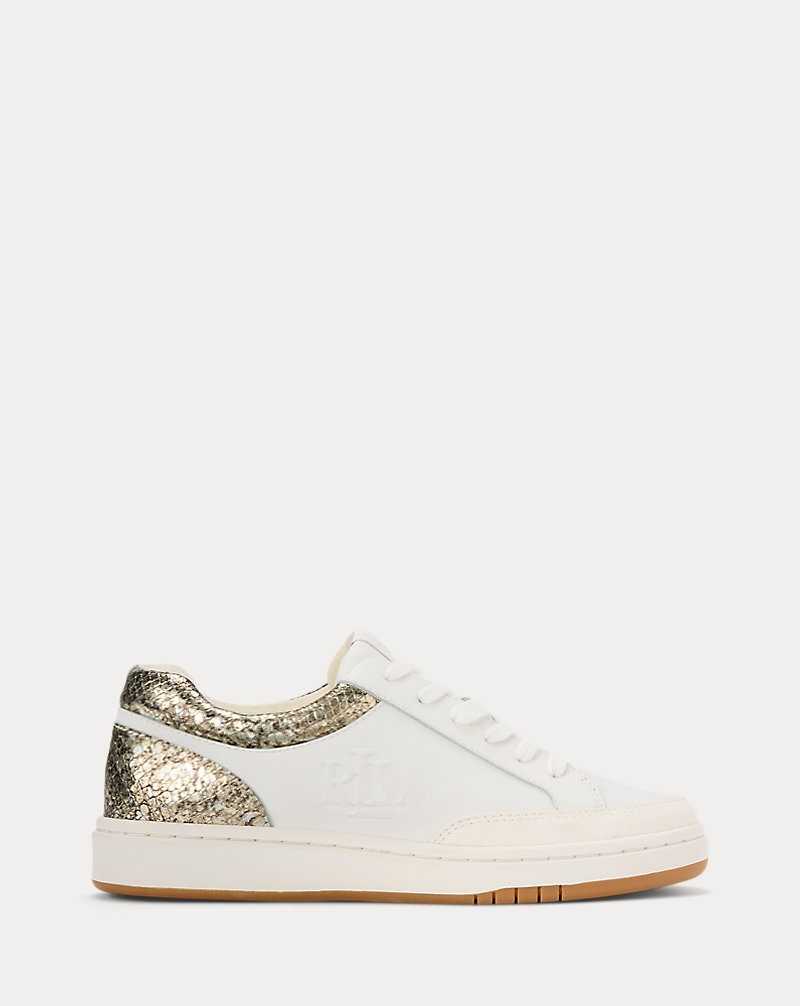 Tenis Ralph Lauren Hailey Faux-Snakeskin Leather Mujer Soft White/Cream Multi | JIUTEZC-93 - vista 1