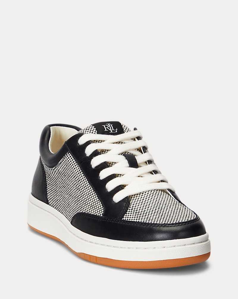 Tenis Ralph Lauren Hailey IV Canvas Leather Mujer Natural/Black/Black | GCVKDBZ-40 - vista 2