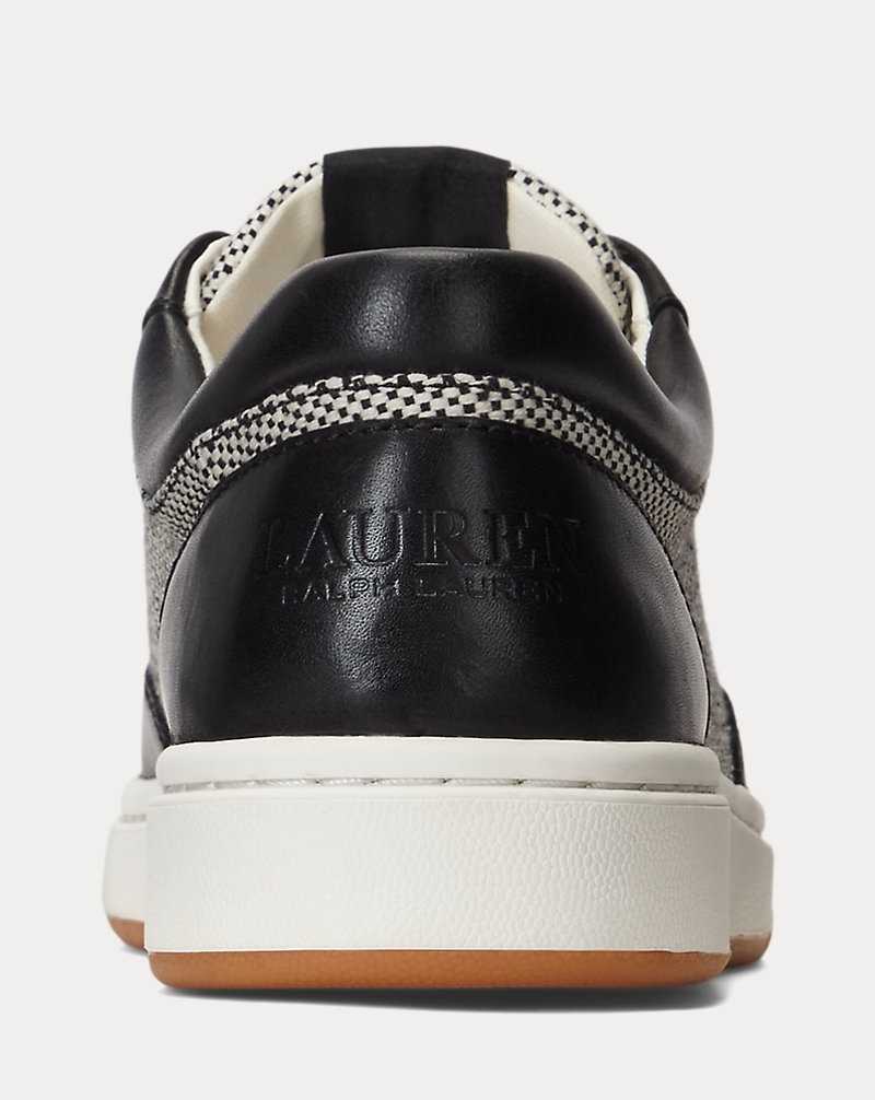 Tenis Ralph Lauren Hailey IV Canvas Leather Mujer Natural/Black/Black | GCVKDBZ-40 - vista 3