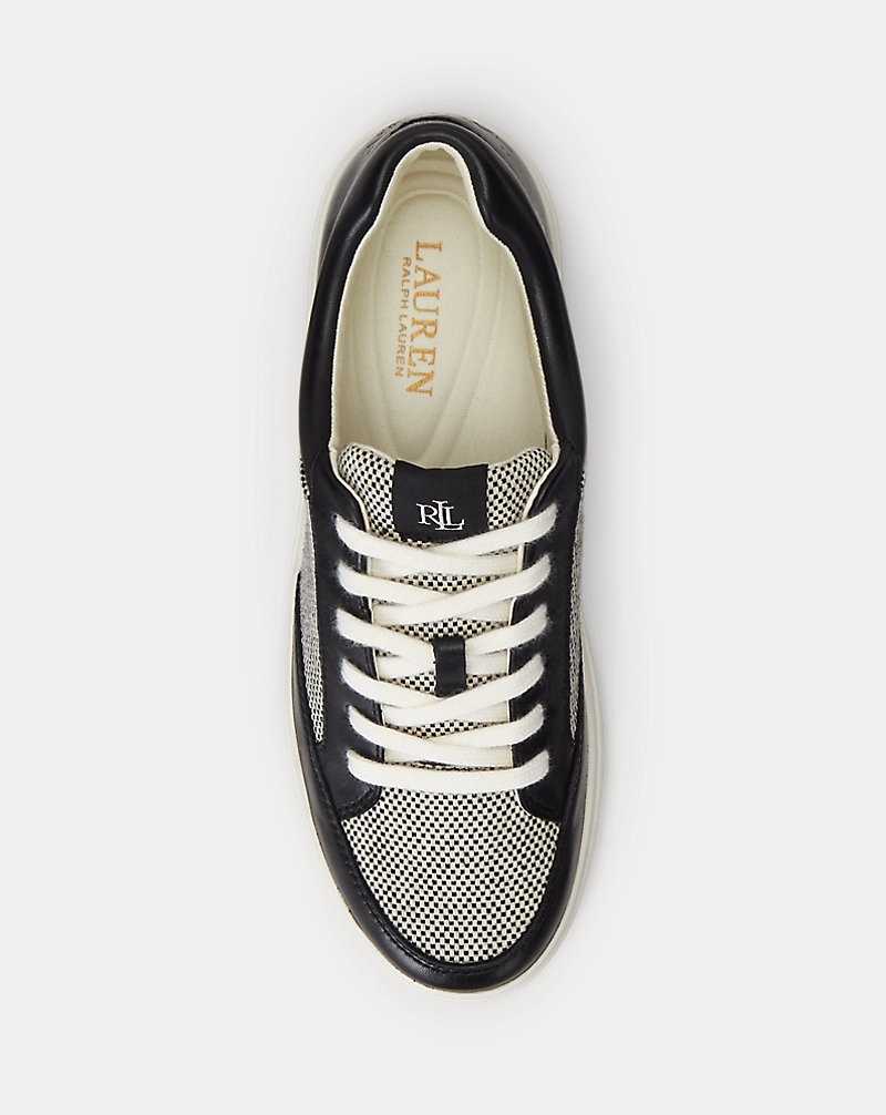 Tenis Ralph Lauren Hailey IV Canvas Leather Mujer Natural/Black/Black | GCVKDBZ-40 - vista 4