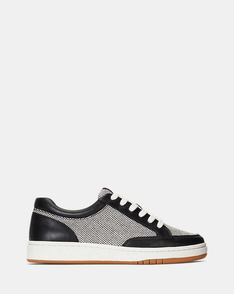 Tenis Ralph Lauren Hailey IV Canvas Leather Mujer Natural/Black/Black | GCVKDBZ-40 - vista 1