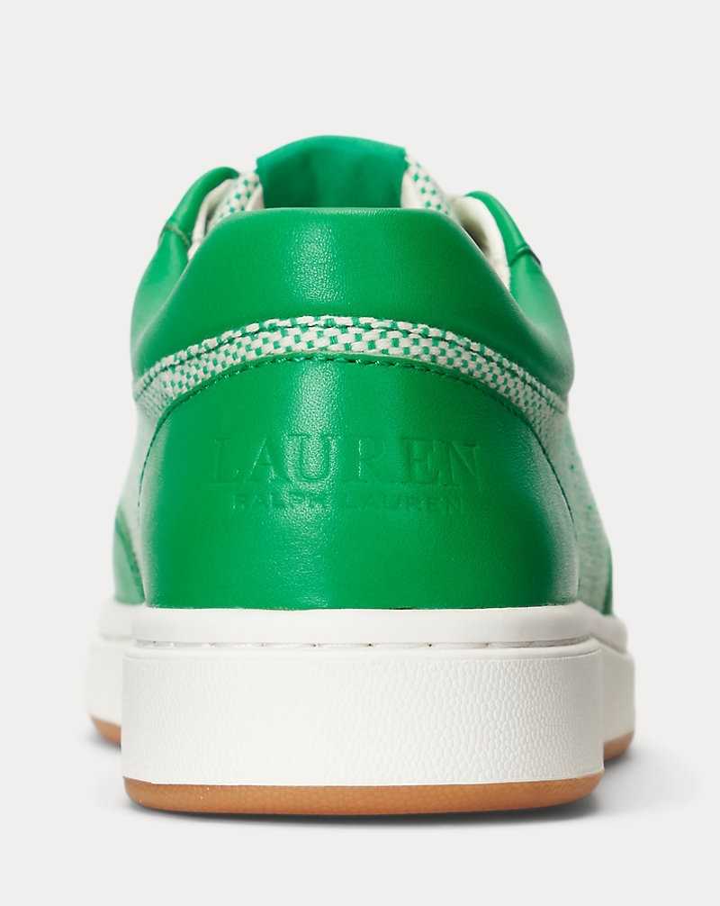 Tenis Ralph Lauren Hailey IV Canvas Nappa Leather Mujer Ntrl/Green Topaz/Green To | MNEVWFZ-92 - vista 3