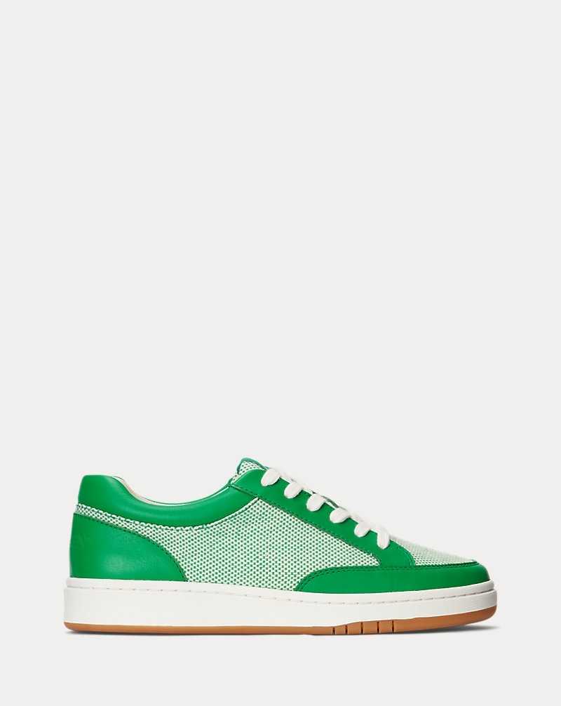 Tenis Ralph Lauren Hailey IV Canvas Nappa Leather Mujer Ntrl/Green Topaz/Green To | MNEVWFZ-92 - vista 1