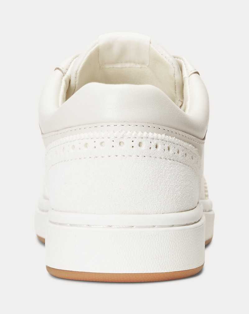 Tenis Ralph Lauren Hailey Leather Suede Wingtip Mujer Soft White/Club House Cre | ZEXQPAG-67 - vista 3
