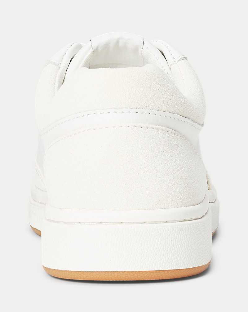 Tenis Ralph Lauren Hailey Leather and Suede Mujer Snow White/Club House Cre | ZGDSFMY-95 - vista 3