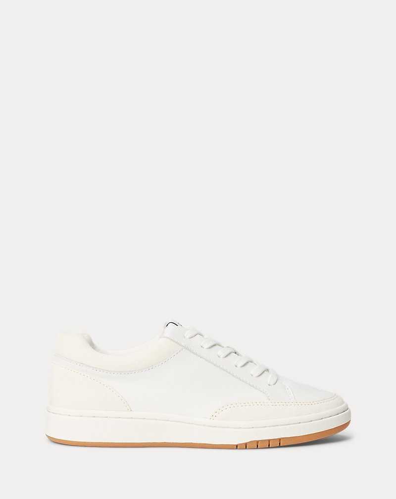 Tenis Ralph Lauren Hailey Leather and Suede Mujer Snow White/Club House Cre | ZGDSFMY-95 - vista 1