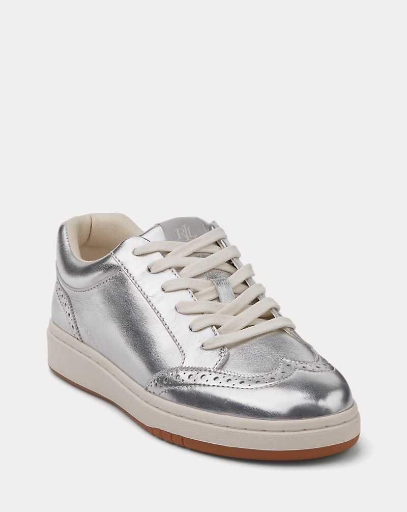 Tenis Ralph Lauren Hailey Metallic Leather Wingtip Mujer Plateados | EWRZYCP-85 - vista 2