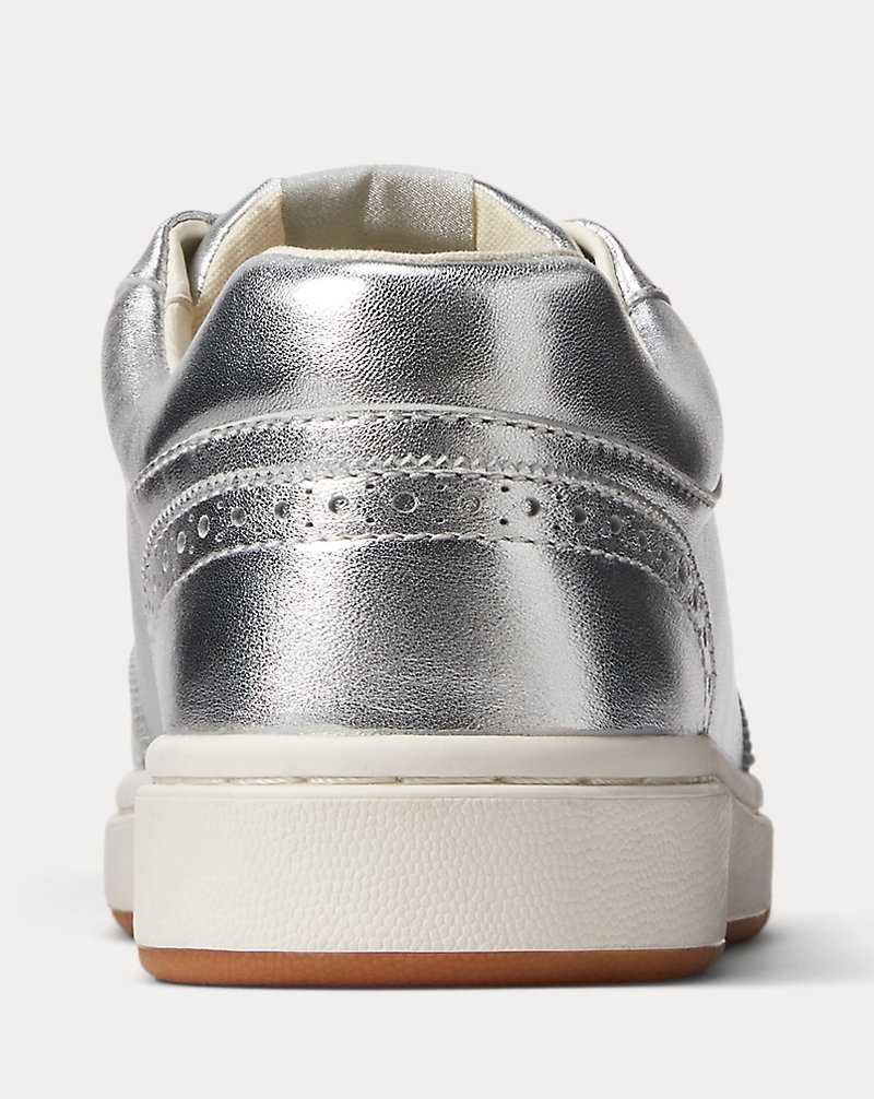 Tenis Ralph Lauren Hailey Metallic Leather Wingtip Mujer Plateados | EWRZYCP-85 - vista 3