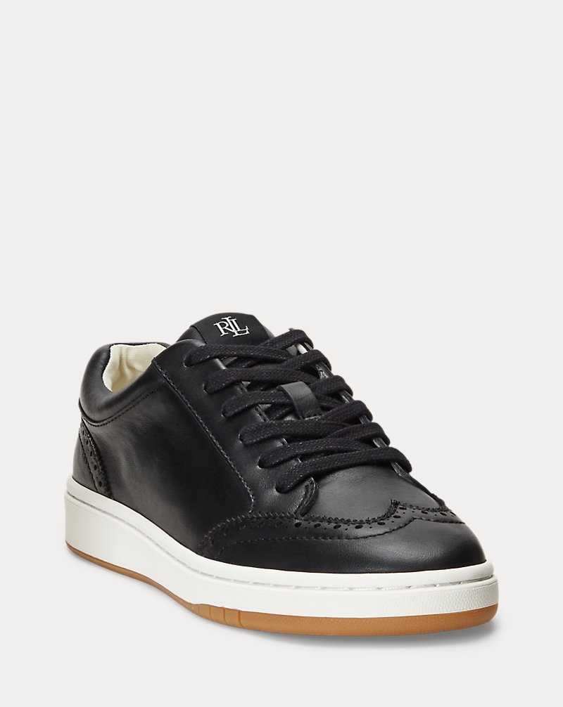 Tenis Ralph Lauren Hailey Nappa Leather Wingtip Mujer Negros | CJLIFGW-16 - vista 2