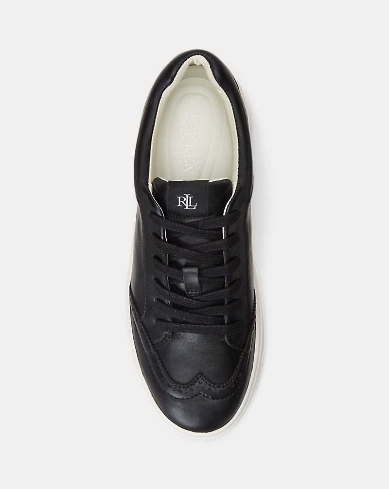 Tenis Ralph Lauren Hailey Nappa Leather Wingtip Mujer Negros | CJLIFGW-16 - vista 4
