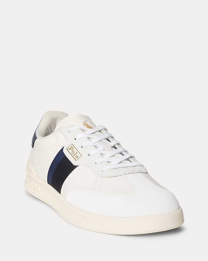Tenis Ralph Lauren Heritage Aera Leather-Suede Mujer Bianco/black/navy | DEPTMUR-74 - vista 2