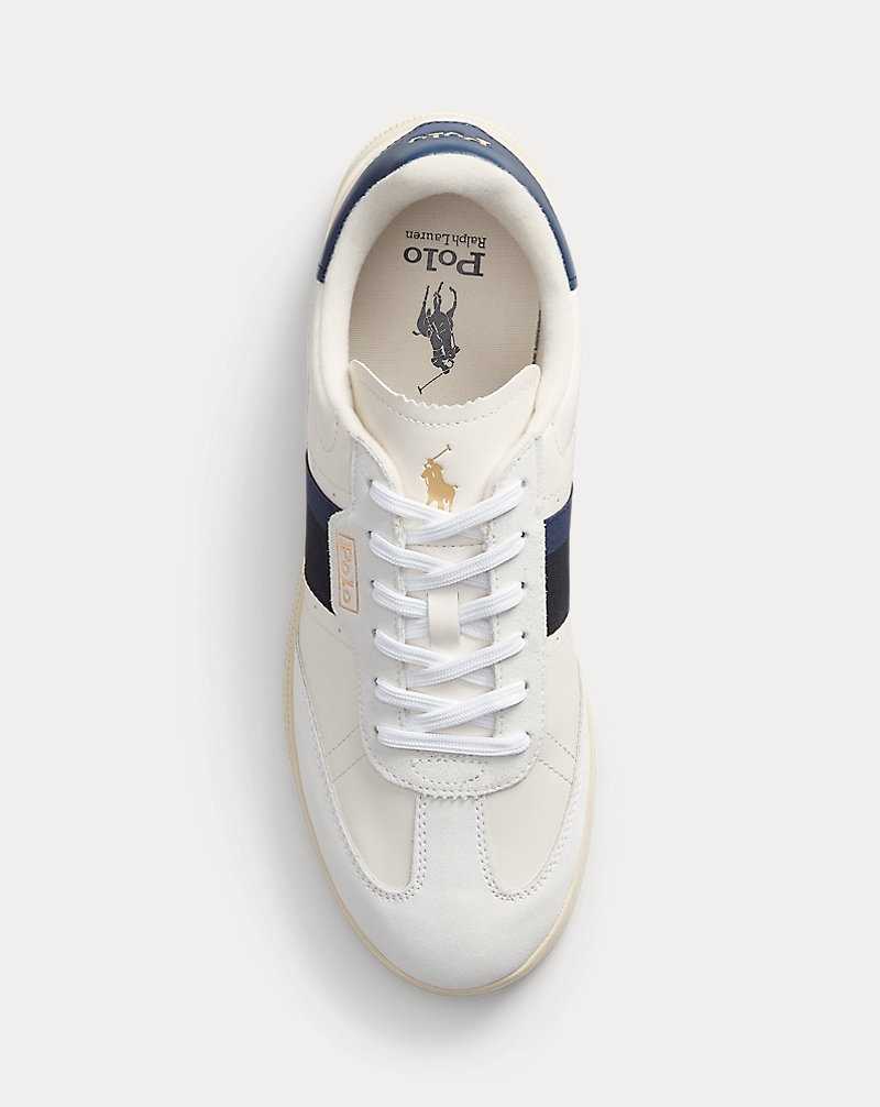 Tenis Ralph Lauren Heritage Aera Leather-Suede Mujer Bianco/black/navy | DEPTMUR-74 - vista 4