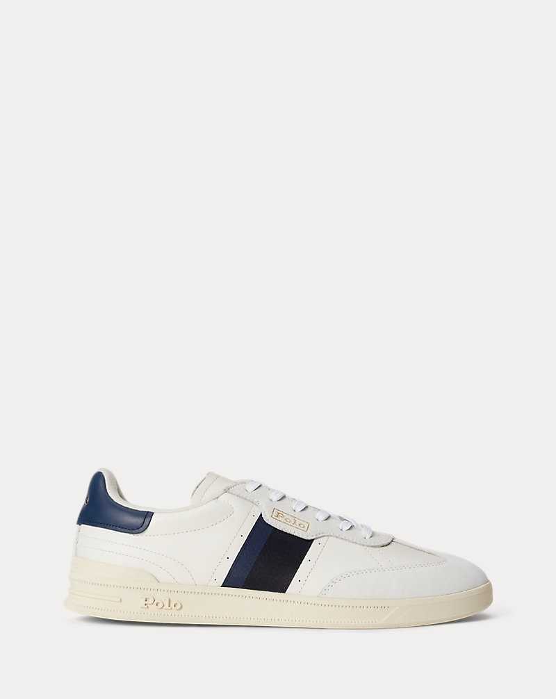 Tenis Ralph Lauren Heritage Aera Leather-Suede Mujer Bianco/black/navy | DEPTMUR-74 - vista 1