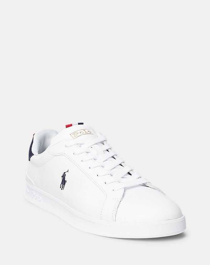 Tenis Ralph Lauren Heritage Court II Leather Hombre White/Navy/Red | VJRXHEC-60 - vista 2