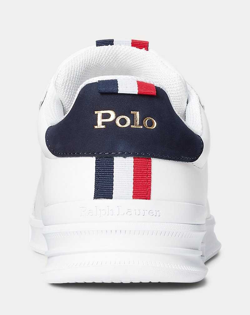 Tenis Ralph Lauren Heritage Court II Leather Hombre White/Navy/Red | VJRXHEC-60 - vista 3