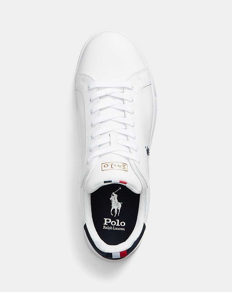 Tenis Ralph Lauren Heritage Court II Leather Hombre White/Navy/Red | VJRXHEC-60 - vista 4