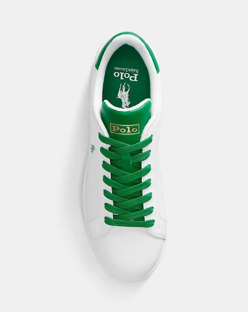 Tenis Ralph Lauren Heritage Court II Leather Hombre White/green | MXTAKQC-83 - vista 4