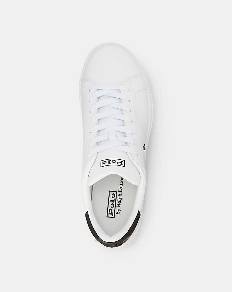 Tenis Ralph Lauren Heritage Court II Leather Hombre White/Black | YRLCIVD-13 - vista 4