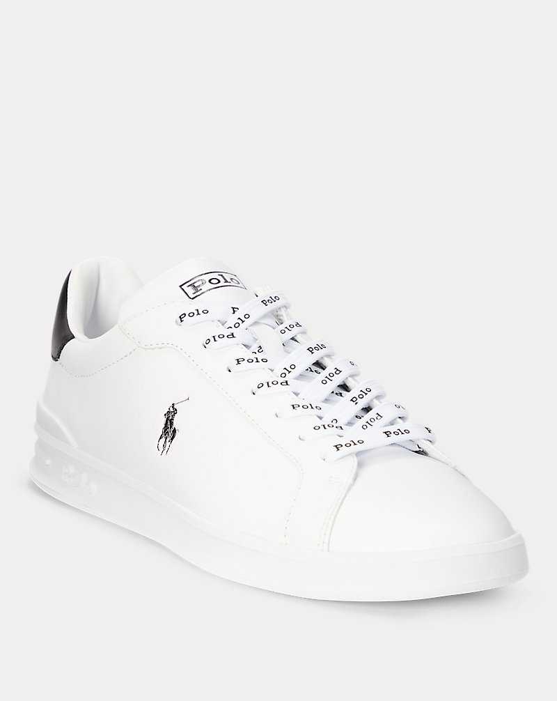 Tenis Ralph Lauren Heritage Court II Leather Hombre White/Black | YRLCIVD-13 - vista 5