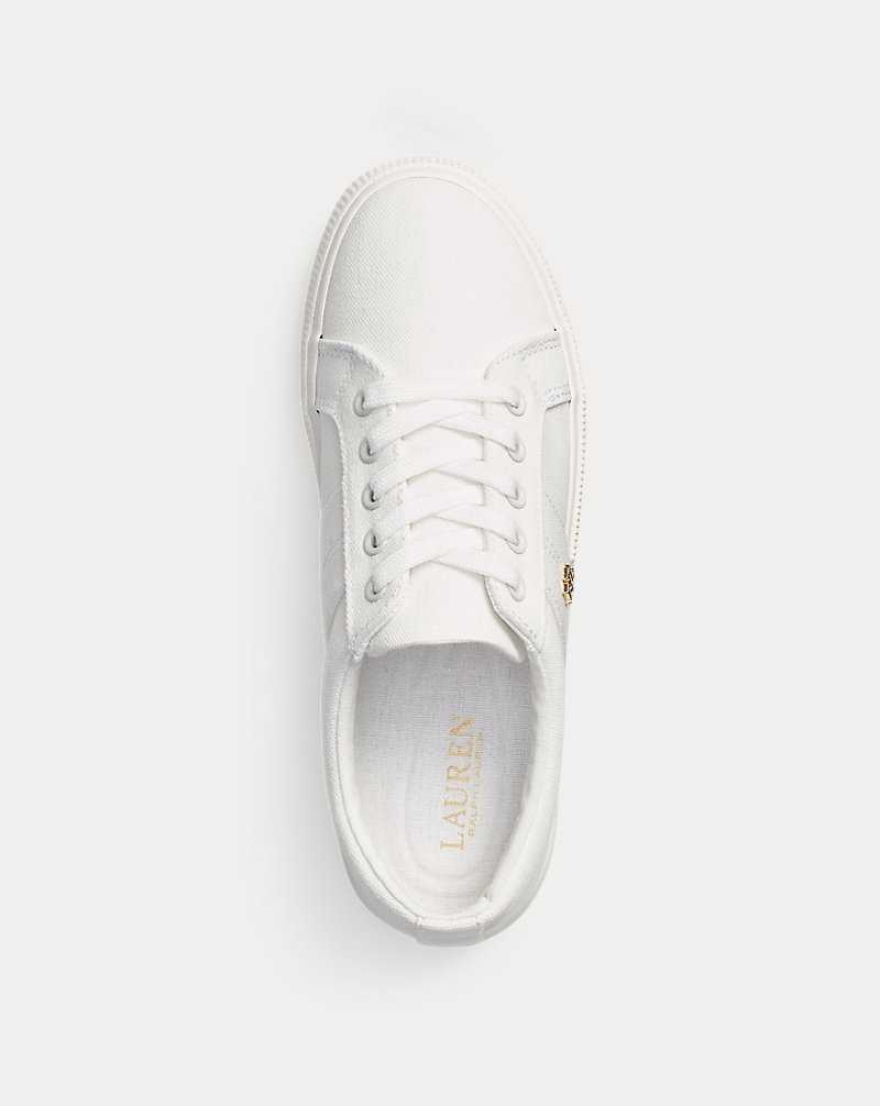 Tenis Ralph Lauren Janson II Canvas Mujer Blancos | VDPARHO-13 - vista 4