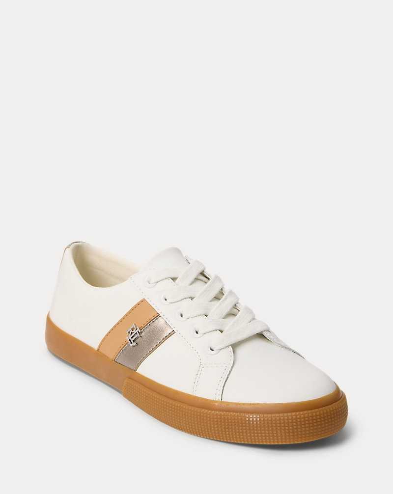 Tenis Ralph Lauren Janson II Leather Mujer Snow White/Twilight | YUMZXNJ-80 - vista 2