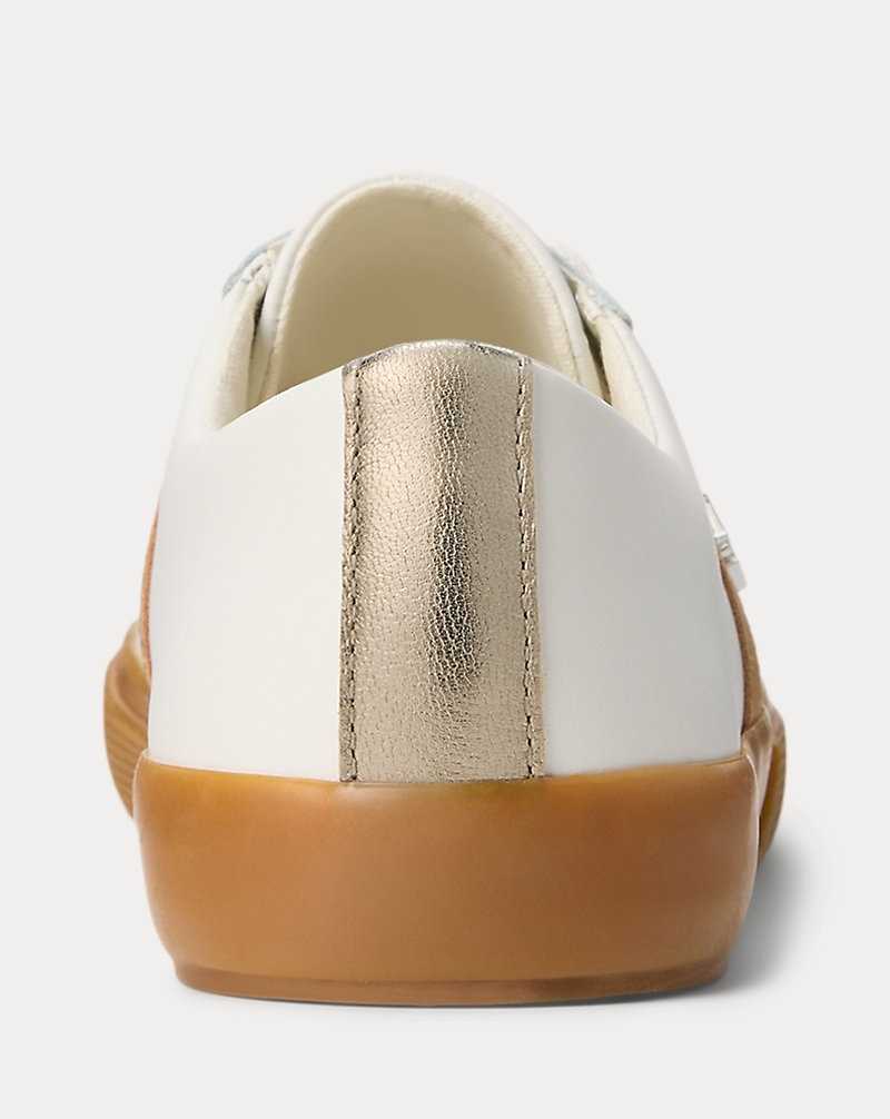 Tenis Ralph Lauren Janson II Leather Mujer Snow White/Twilight | YUMZXNJ-80 - vista 3