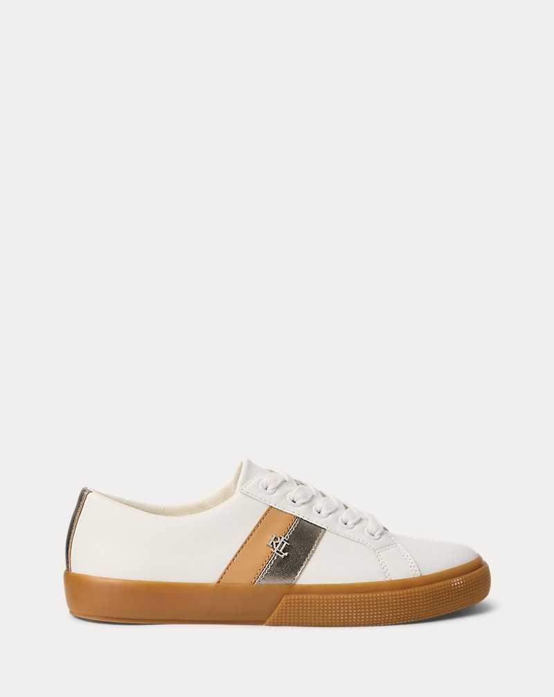 Tenis Ralph Lauren Janson II Leather Mujer Snow White/Twilight | YUMZXNJ-80 - vista 1