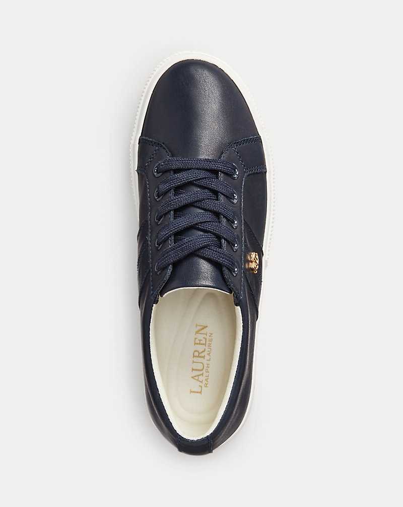 Tenis Ralph Lauren Janson II Nappa Leather Mujer Azul Marino | AZDQXYH-30 - vista 4