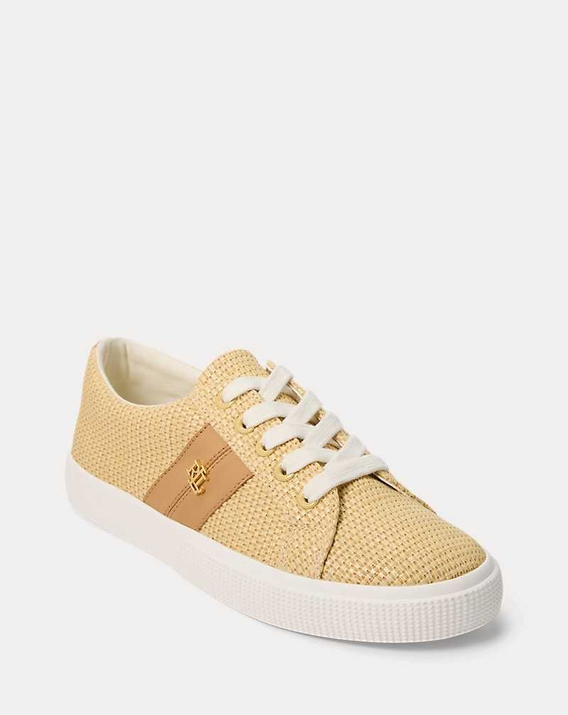 Tenis Ralph Lauren Janson II Straw Leather Mujer Natural/Buff | VCNMEQY-54 - vista 2