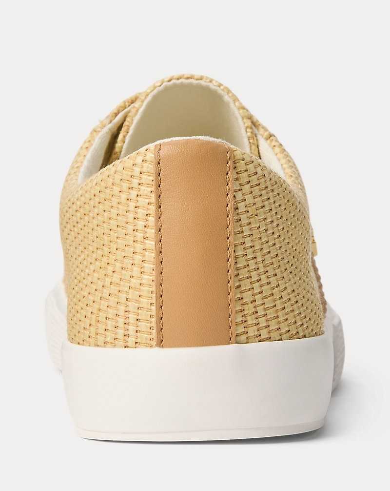 Tenis Ralph Lauren Janson II Straw Leather Mujer Natural/Buff | VCNMEQY-54 - vista 3