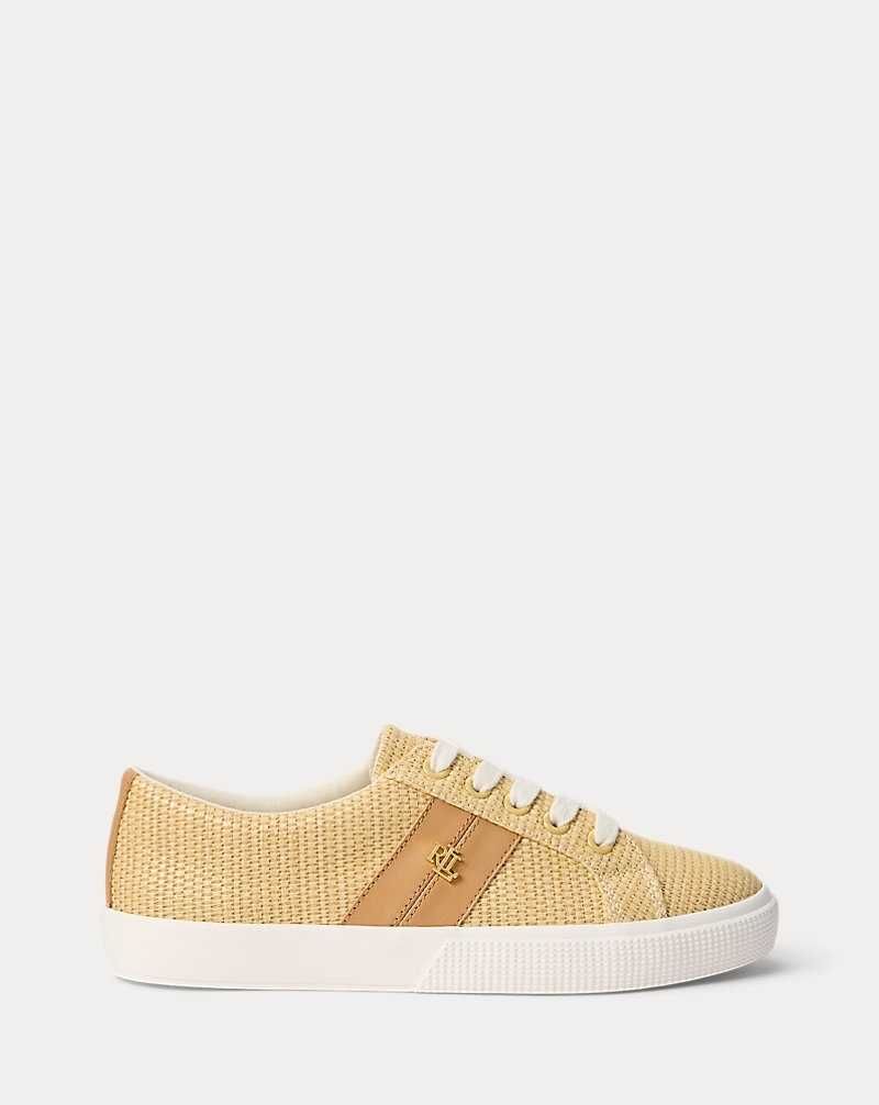 Tenis Ralph Lauren Janson II Straw Leather Mujer Natural/Buff | VCNMEQY-54 - vista 1