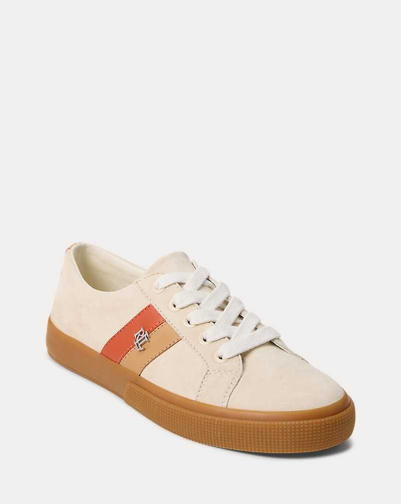 Tenis Ralph Lauren Janson II Suede Leather Mujer Naranjas | RKLGQFI-97 - vista 2