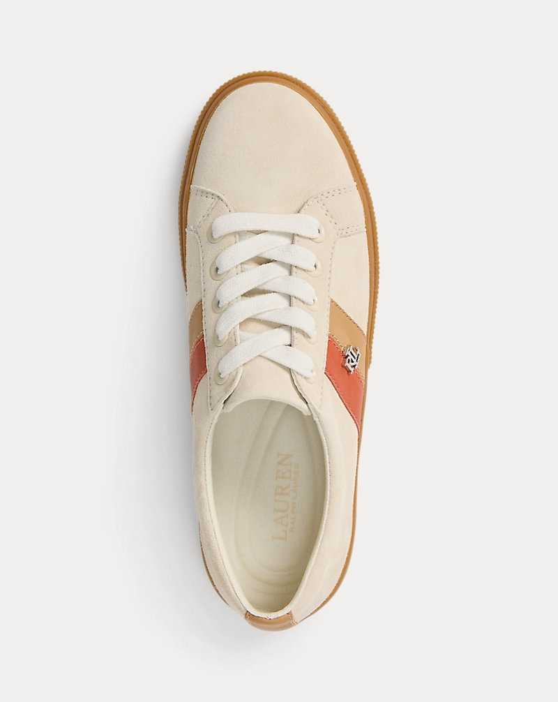 Tenis Ralph Lauren Janson II Suede Leather Mujer Naranjas | RKLGQFI-97 - vista 4