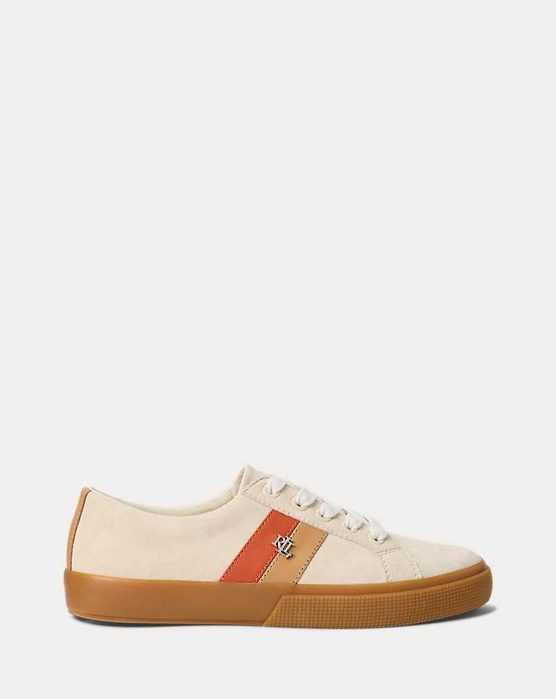 Tenis Ralph Lauren Janson II Suede Leather Mujer Naranjas | RKLGQFI-97 - vista 1