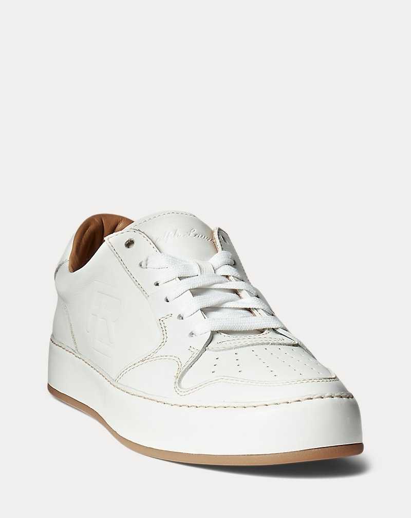 Tenis Ralph Lauren Jinett Calfskin Low-Top Mujer Blancos | GSCKHBQ-49 - vista 2