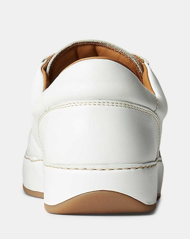 Tenis Ralph Lauren Jinett Calfskin Low-Top Mujer Blancos | GSCKHBQ-49 - vista 3