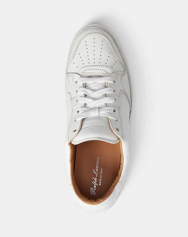 Tenis Ralph Lauren Jinett Calfskin Low-Top Mujer Blancos | GSCKHBQ-49 - vista 4