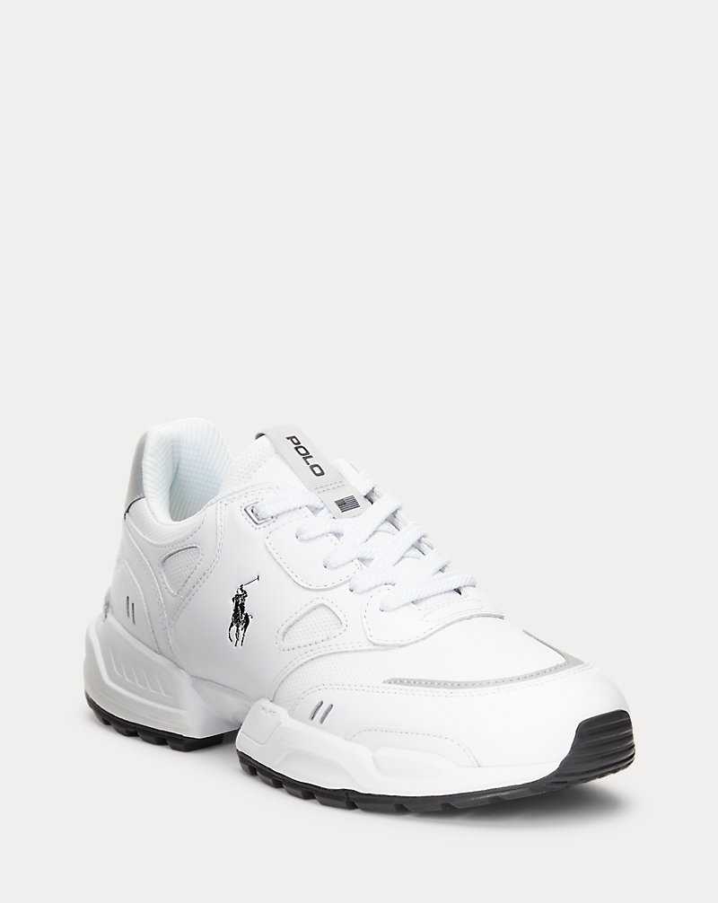 Tenis Ralph Lauren Jogger Leather-Panelled Hombre White/Black Pp | EGMHUZP-69 - vista 2