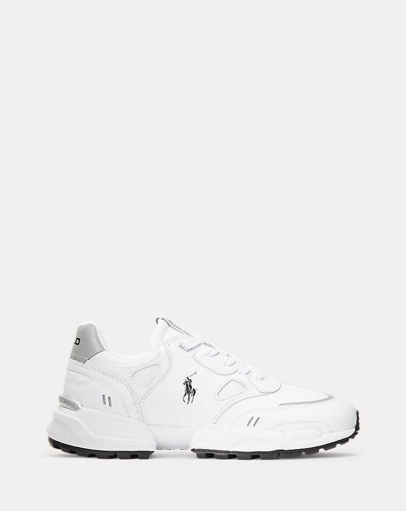 Tenis Ralph Lauren Jogger Leather-Panelled Hombre White/Black Pp | EGMHUZP-69 - vista 1