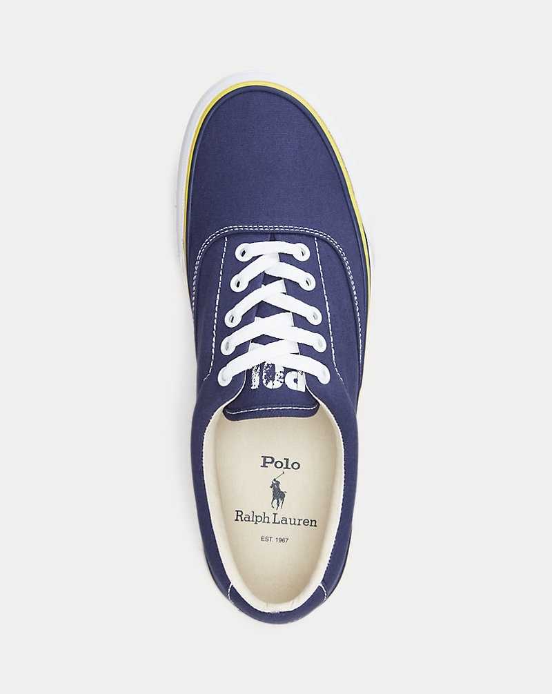 Tenis Ralph Lauren Keaton Washed Canvas Hombre Azul Marino | NPGKYQD-09 - vista 4