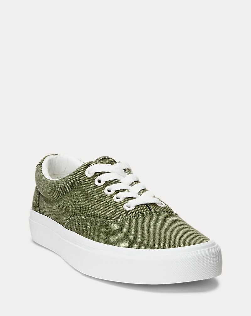 Tenis Ralph Lauren Keaton Washed Canvas Mujer Verdes | TCSVQPF-03 - vista 2
