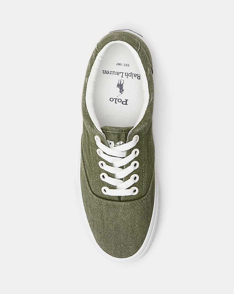 Tenis Ralph Lauren Keaton Washed Canvas Mujer Verdes | TCSVQPF-03 - vista 4