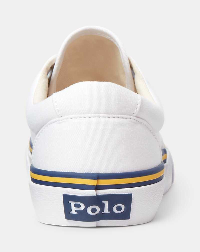 Tenis Ralph Lauren Logo Cotton Canvas Mujer Blancos | RAUJFXW-15 - vista 3